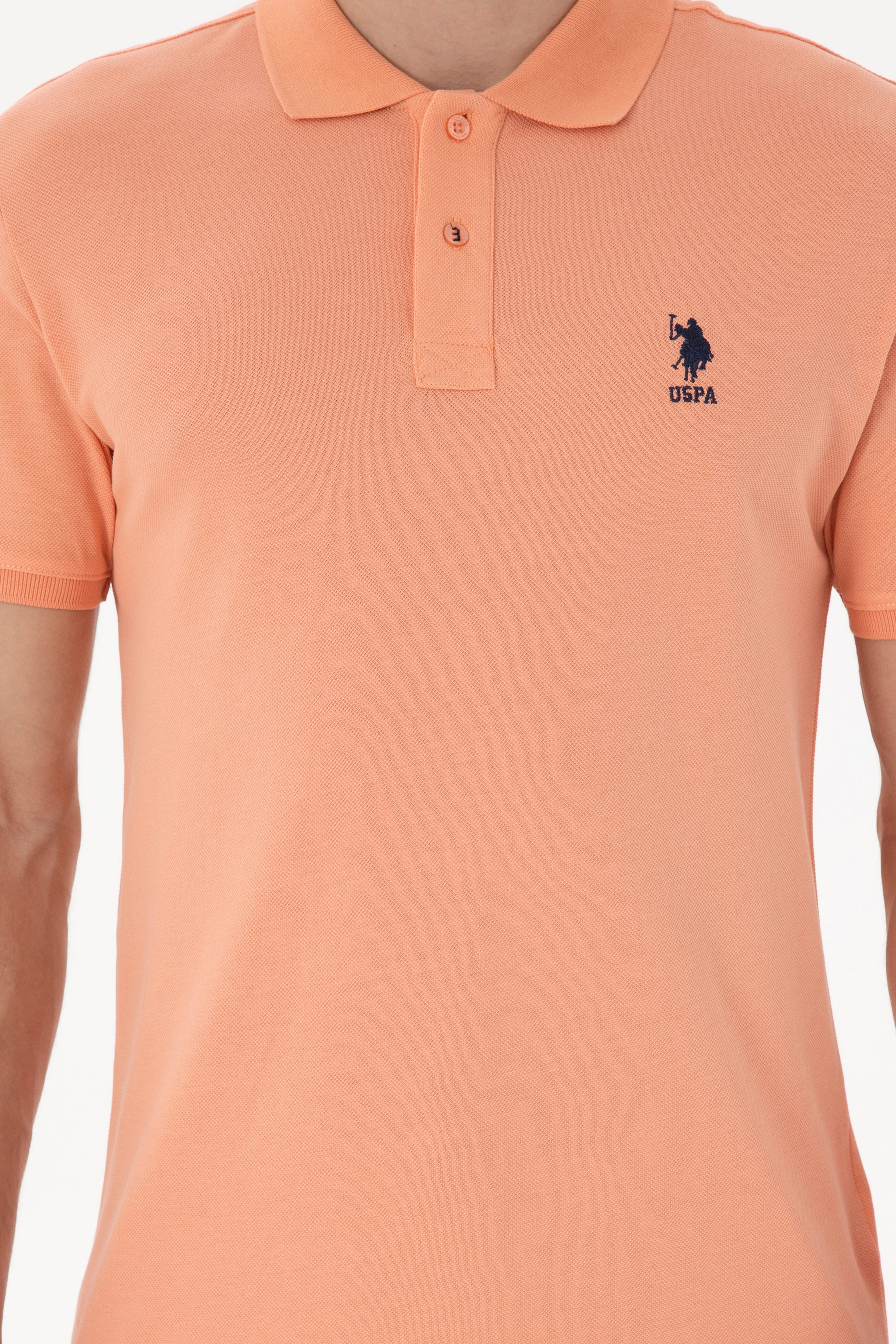 Erkek Slim Fit Polo Yaka Somon Basic Tişört - Image 6