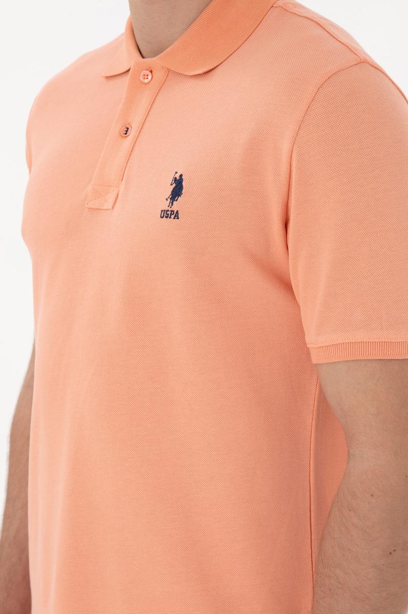 Erkek Slim Fit Polo Yaka Somon Basic Tişört