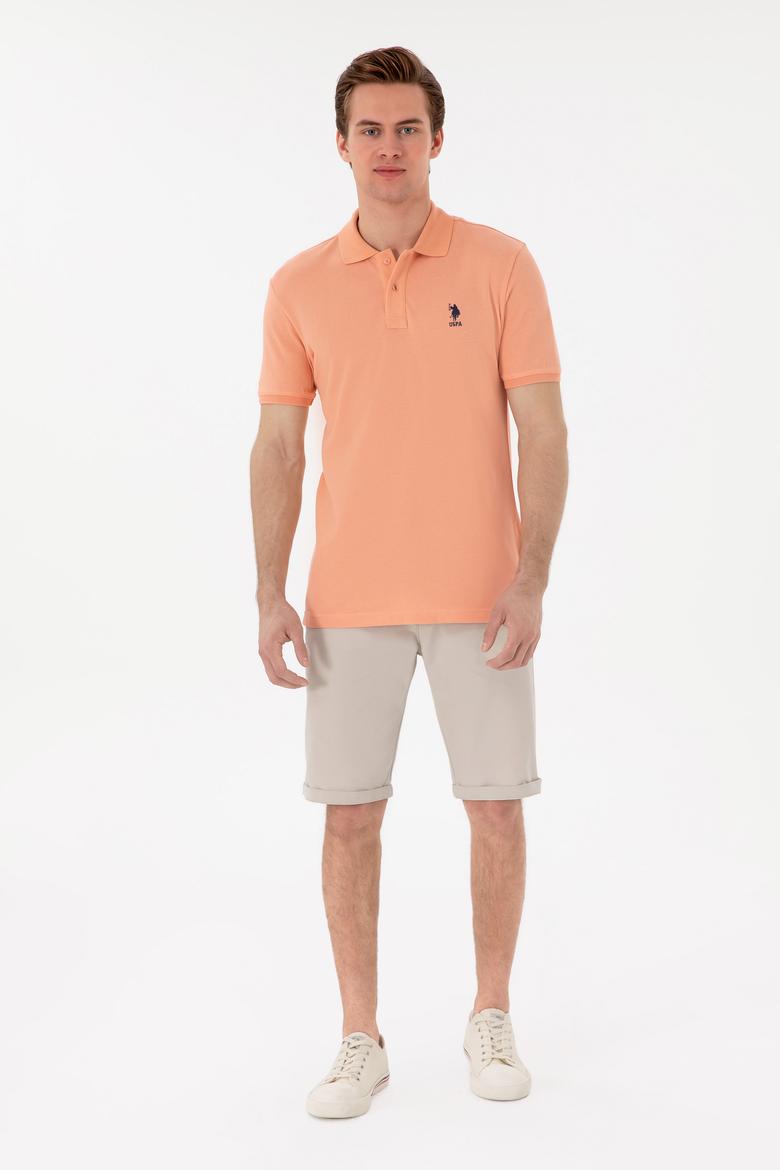 Erkek Slim Fit Polo Yaka Somon Basic Tişört - 50298041379