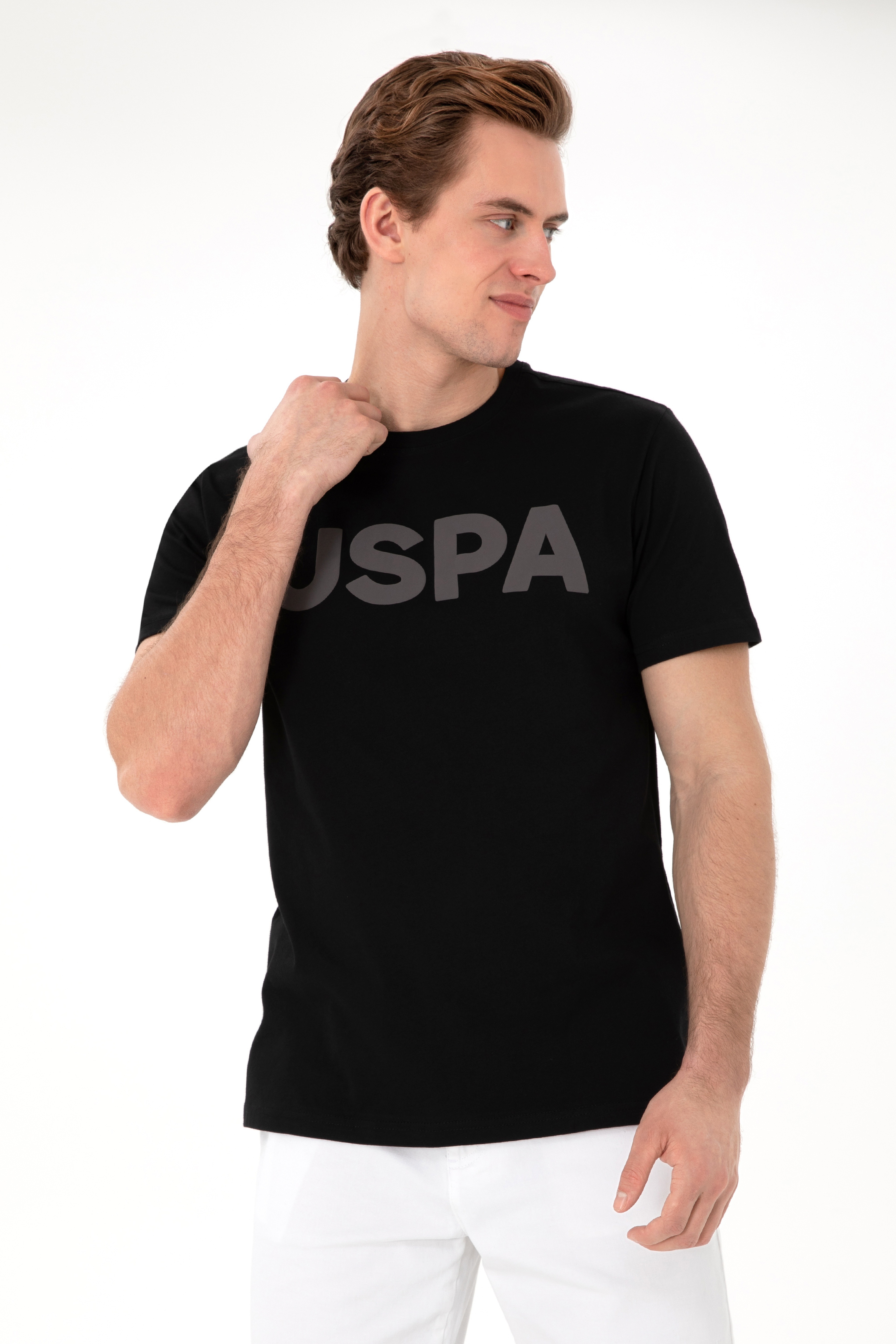 Erkek Regular Fit Bisiklet Yaka Siyah Basic Tişört - Image 1