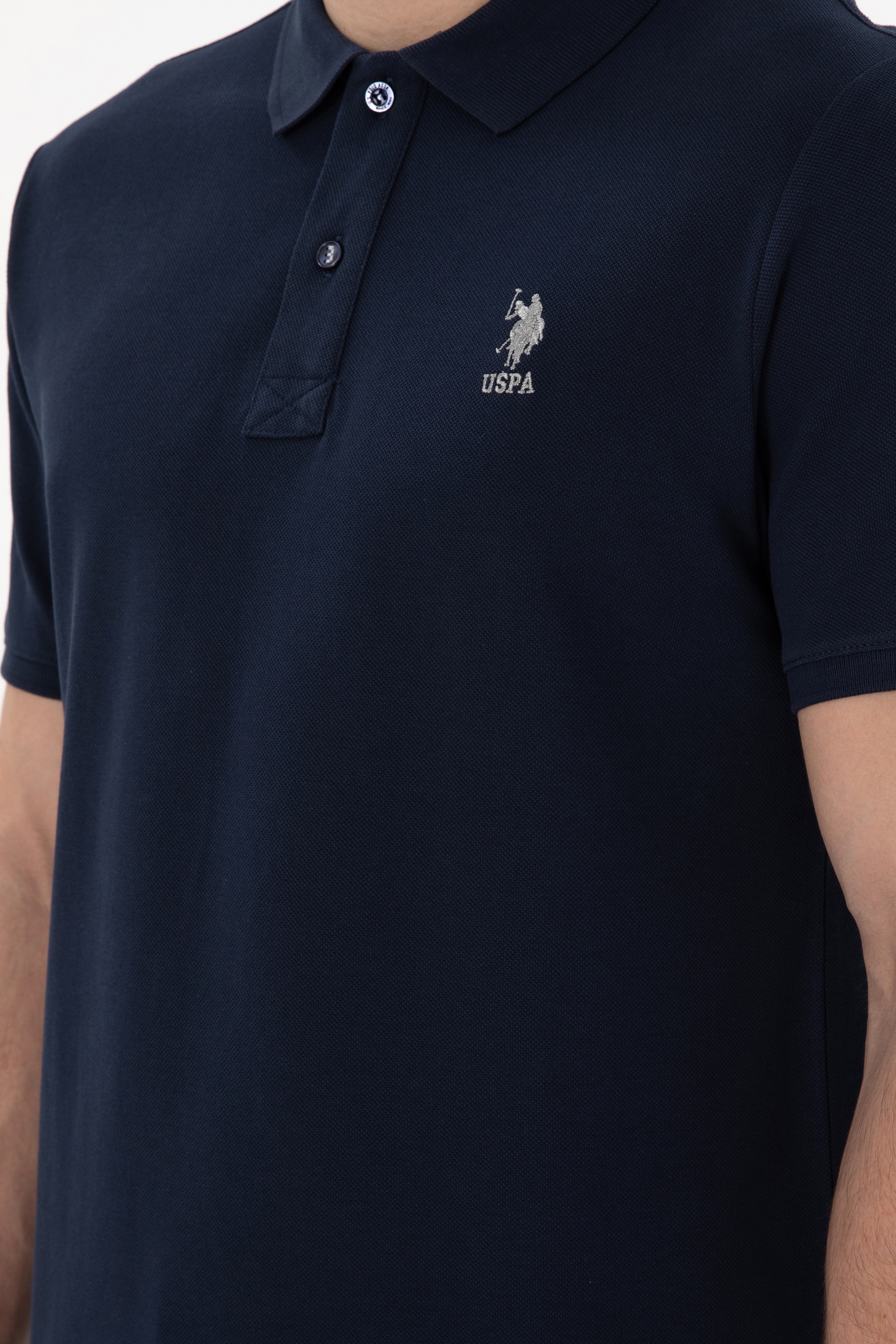 Erkek Regular Fit Polo Yaka Lacivert Basic Tişört - Image 7
