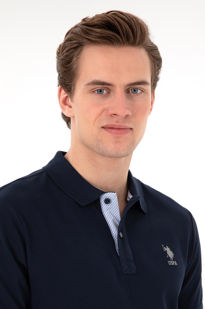 Erkek Regular Fit Polo Yaka Lacivert Basic Tişört