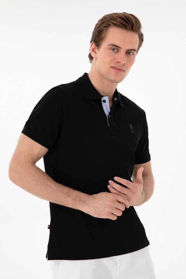 Erkek Regular Fit Polo Yaka Siyah Basic Tişört - 50298031016