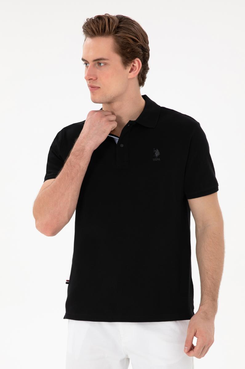 Erkek Regular Fit Polo Yaka Siyah Basic Tişört