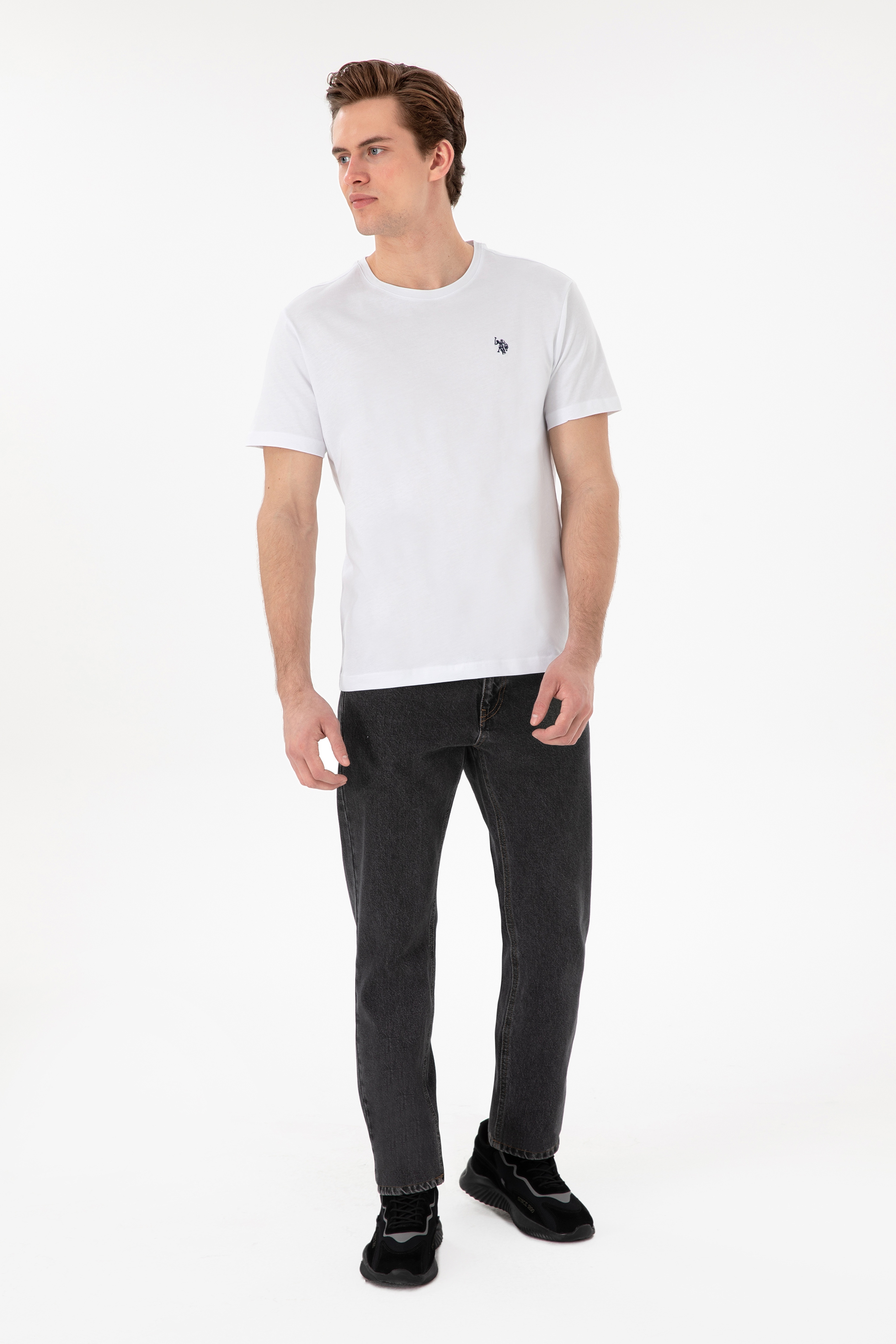 Erkek Regular Fit Bisiklet Yaka Beyaz Basic Tişört - Image 4