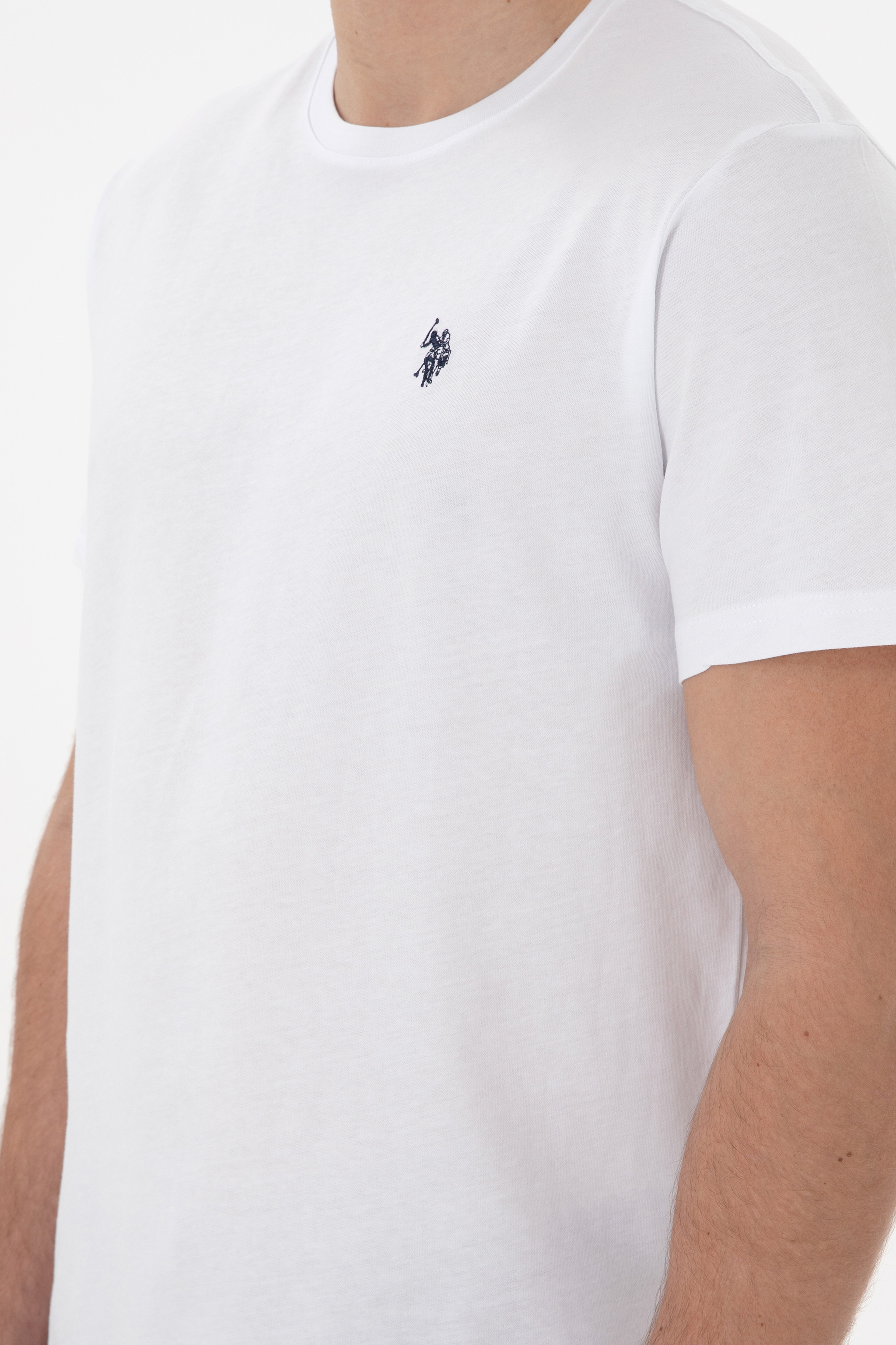 Erkek Regular Fit Bisiklet Yaka Beyaz Basic Tişört - Image 7