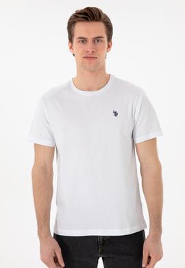 Erkek Regular Fit Bisiklet Yaka Beyaz Basic Tişört - 50298035027