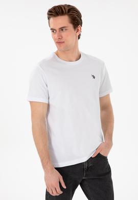 Erkek Regular Fit Bisiklet Yaka Beyaz Basic Tişört - 50298035027