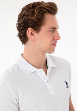 Erkek Slim Fit Polo Yaka Beyaz Basic Tişört - 50298041001
