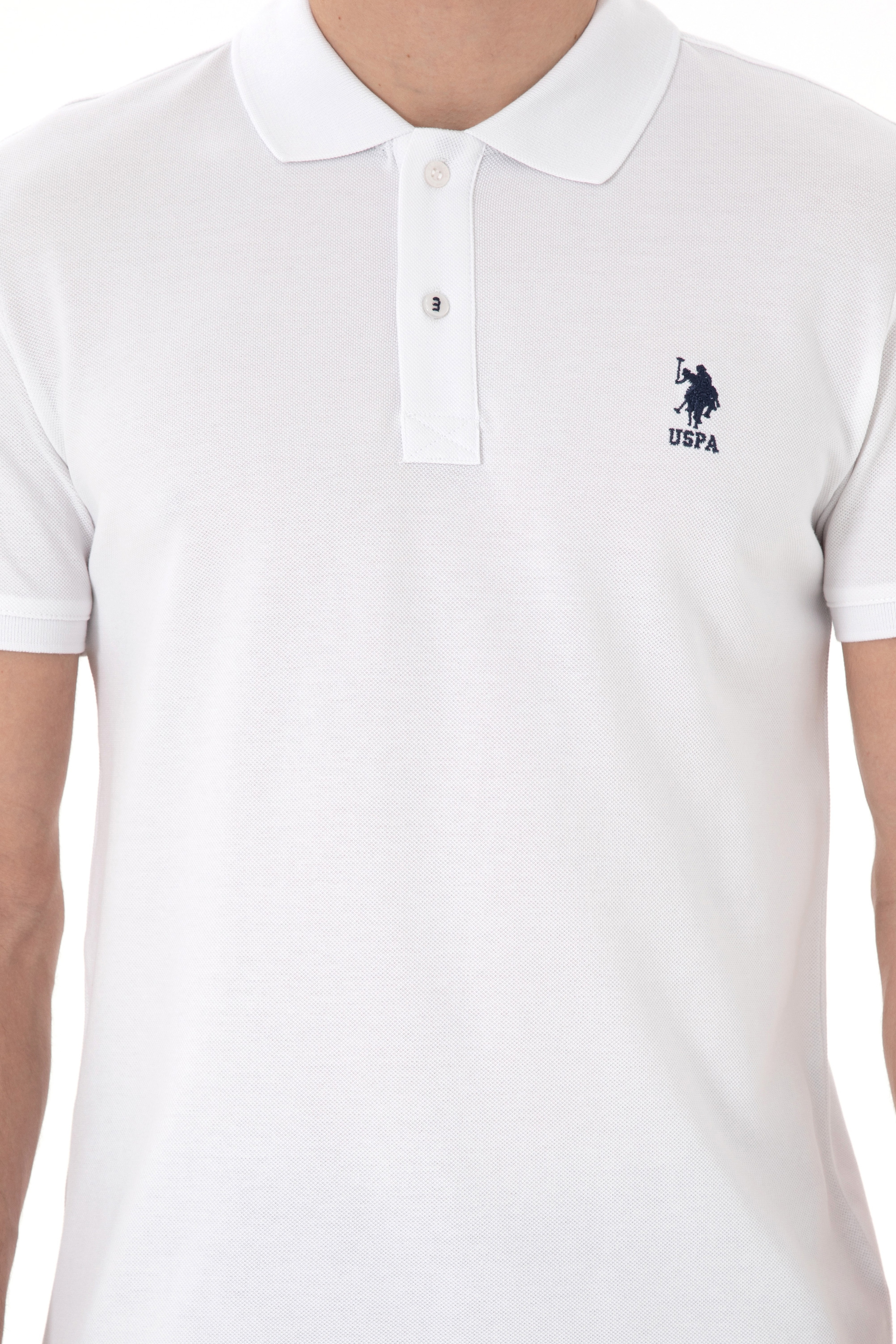Erkek Slim Fit Polo Yaka Beyaz Basic Tişört