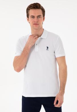 Erkek Slim Fit Polo Yaka Beyaz Basic Tişört - 50298041001