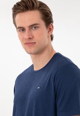 Erkek Regular Fit Bisiklet Yaka Modal Lacivert Basic Tişört - 50298033144