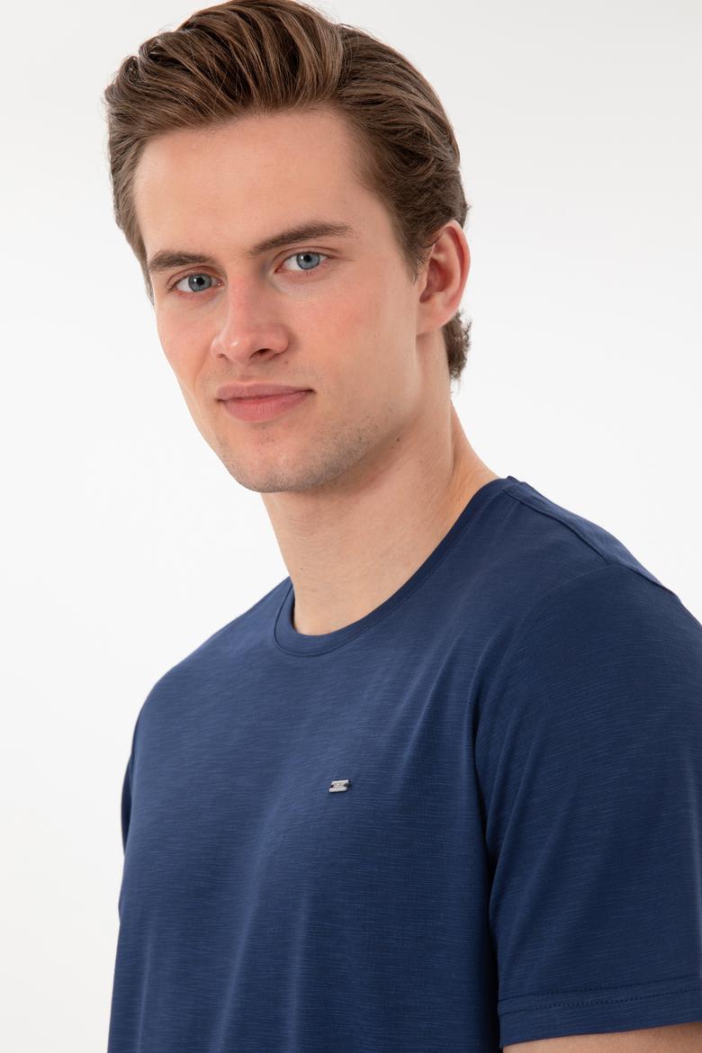 Erkek Regular Fit Bisiklet Yaka Modal Lacivert Basic Tişört - 50298033144