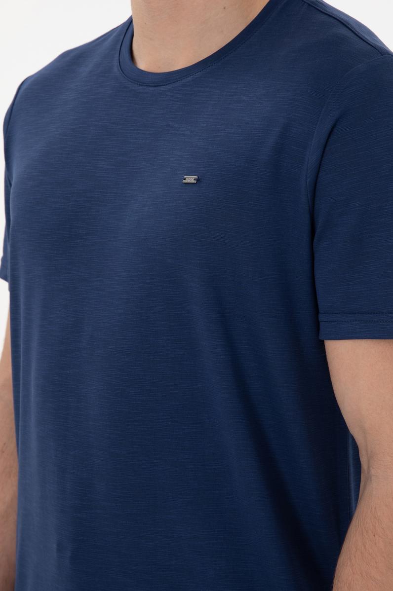 Erkek Regular Fit Bisiklet Yaka Modal Lacivert Basic Tişört