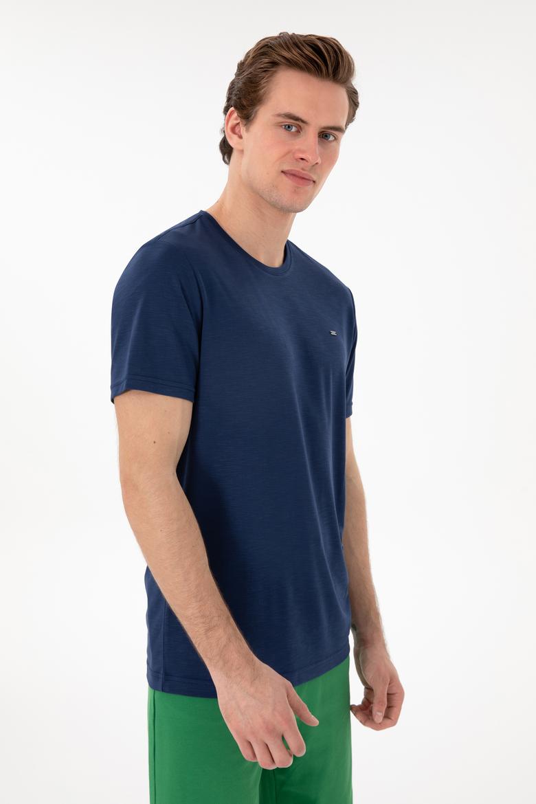 Erkek Regular Fit Bisiklet Yaka Modal Lacivert Basic Tişört - 50298033144