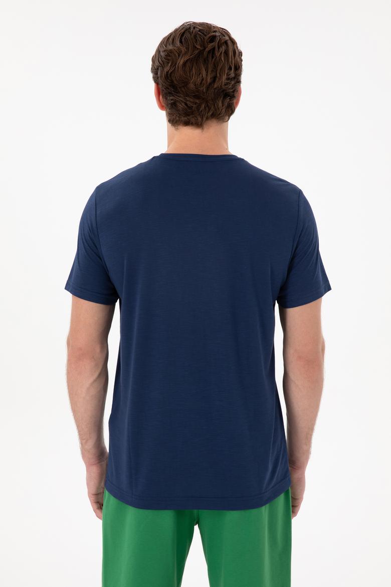 Erkek Regular Fit Bisiklet Yaka Modal Lacivert Basic Tişört - 50298033144