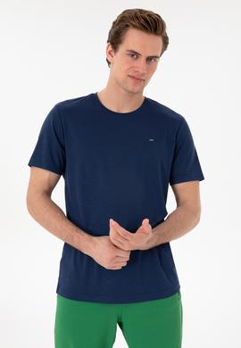 Erkek Regular Fit Bisiklet Yaka Modal Lacivert Basic Tişört - 50298033144