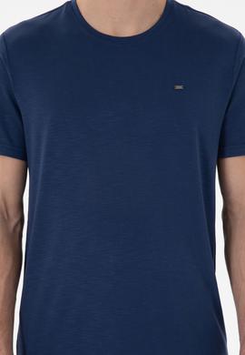 Erkek Regular Fit Bisiklet Yaka Modal Lacivert Basic Tişört - 50298033144