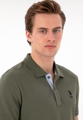 Erkek Regular Fit Polo Yaka Koyu Haki Basic Tişört - 50298031295