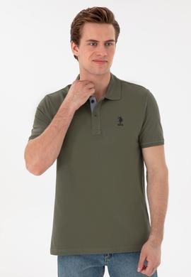 Erkek Regular Fit Polo Yaka Koyu Haki Basic Tişört - 50298031295