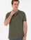 Erkek Regular Fit Polo Yaka Koyu Haki Basic Tişört