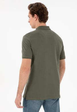 Erkek Regular Fit Polo Yaka Koyu Haki Basic Tişört - 50298031295