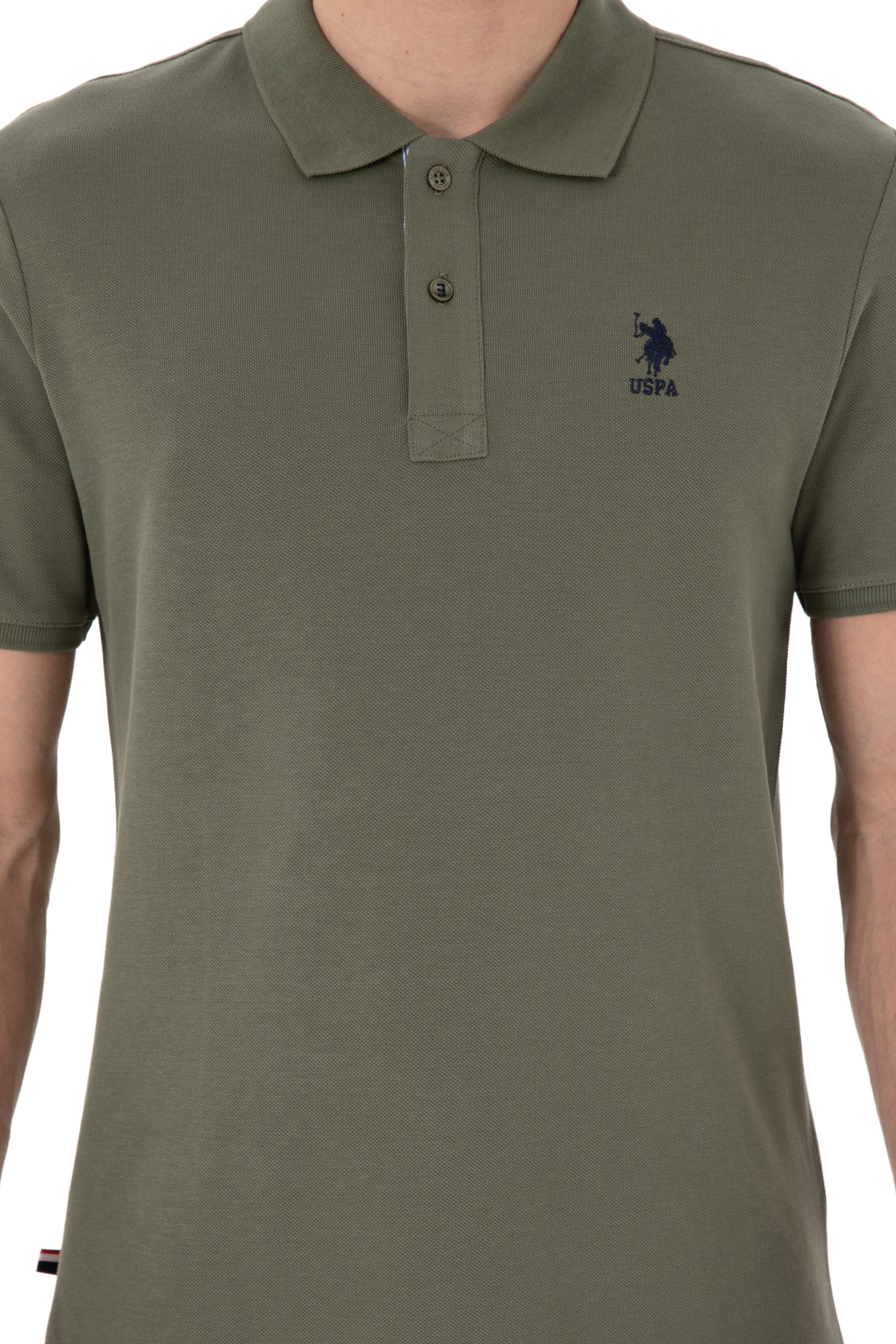 Erkek Regular Fit Polo Yaka Koyu Haki Basic Tişört