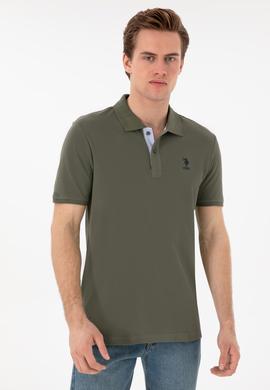 Erkek Regular Fit Polo Yaka Koyu Haki Basic Tişört - 50298031295