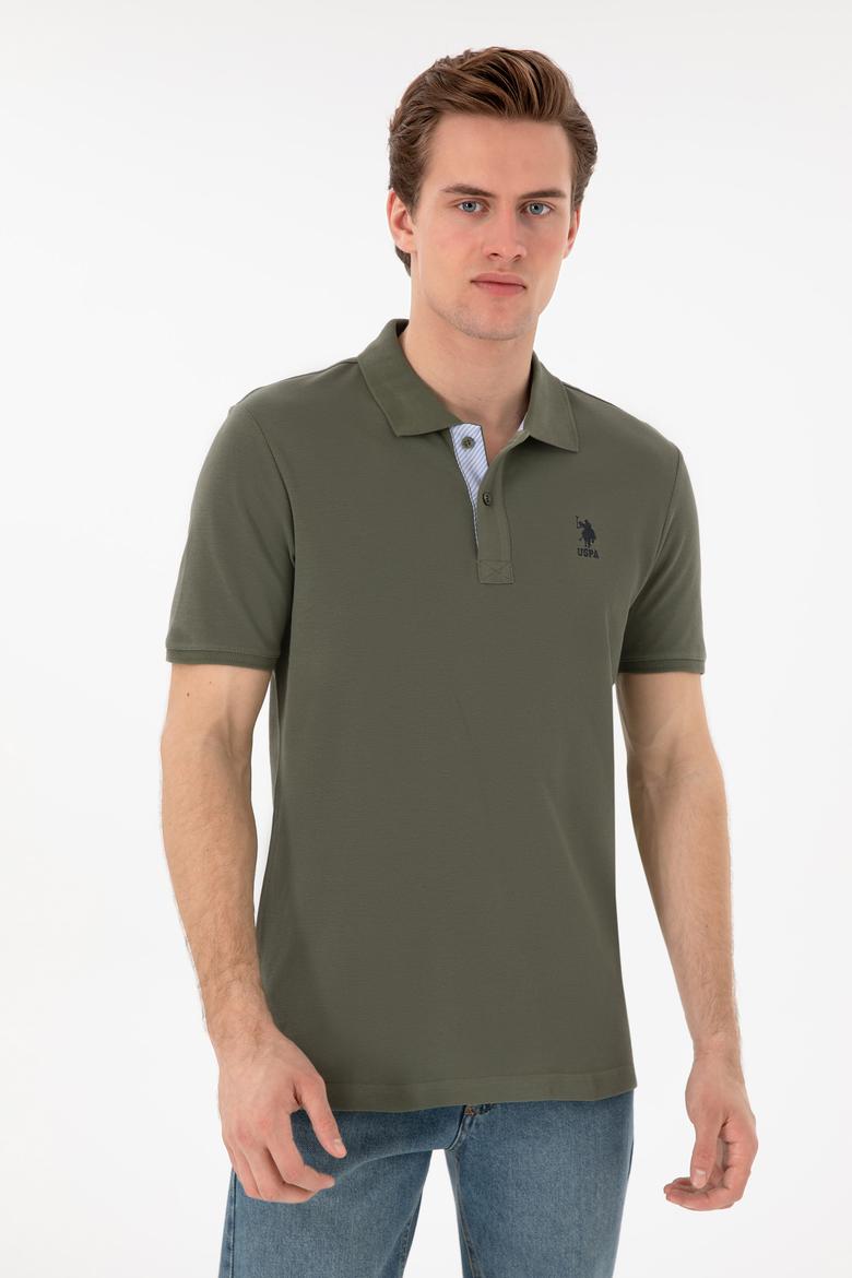 Erkek Regular Fit Polo Yaka Koyu Haki Basic Tişört - 50298031295
