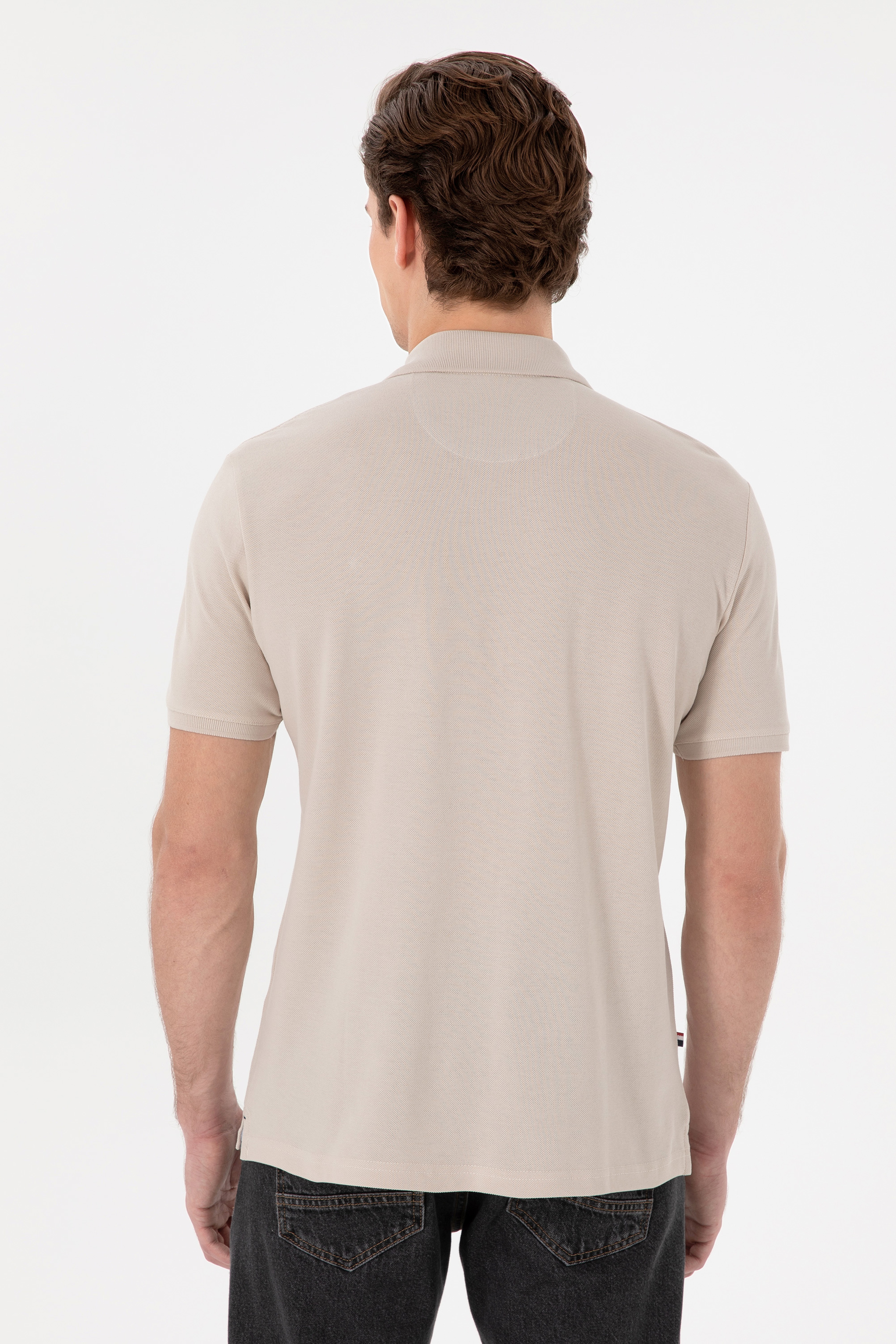 Erkek Regular Fit Polo Yaka Taş Basic Tişört - Image 5