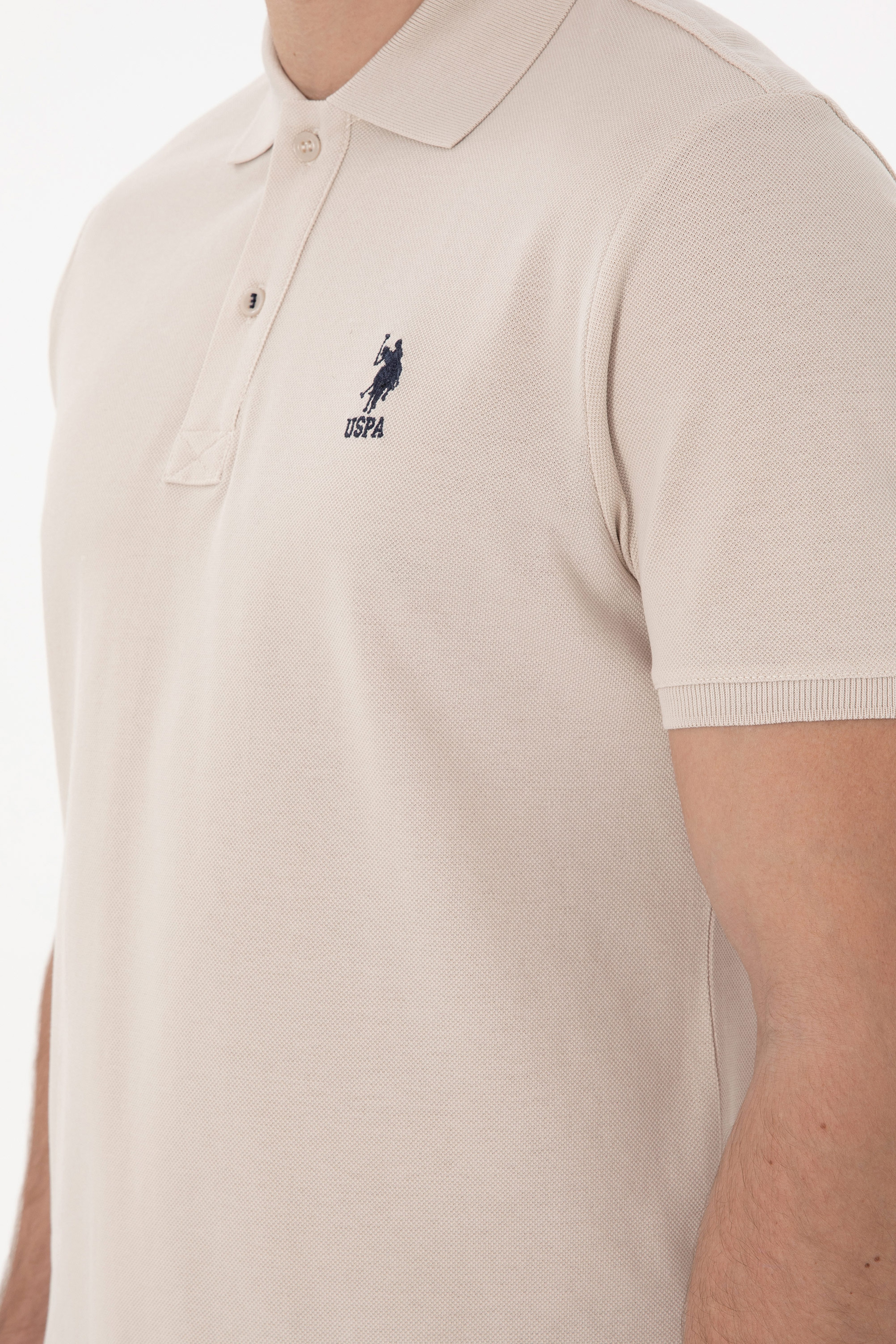 Erkek Regular Fit Polo Yaka Taş Basic Tişört - Image 7