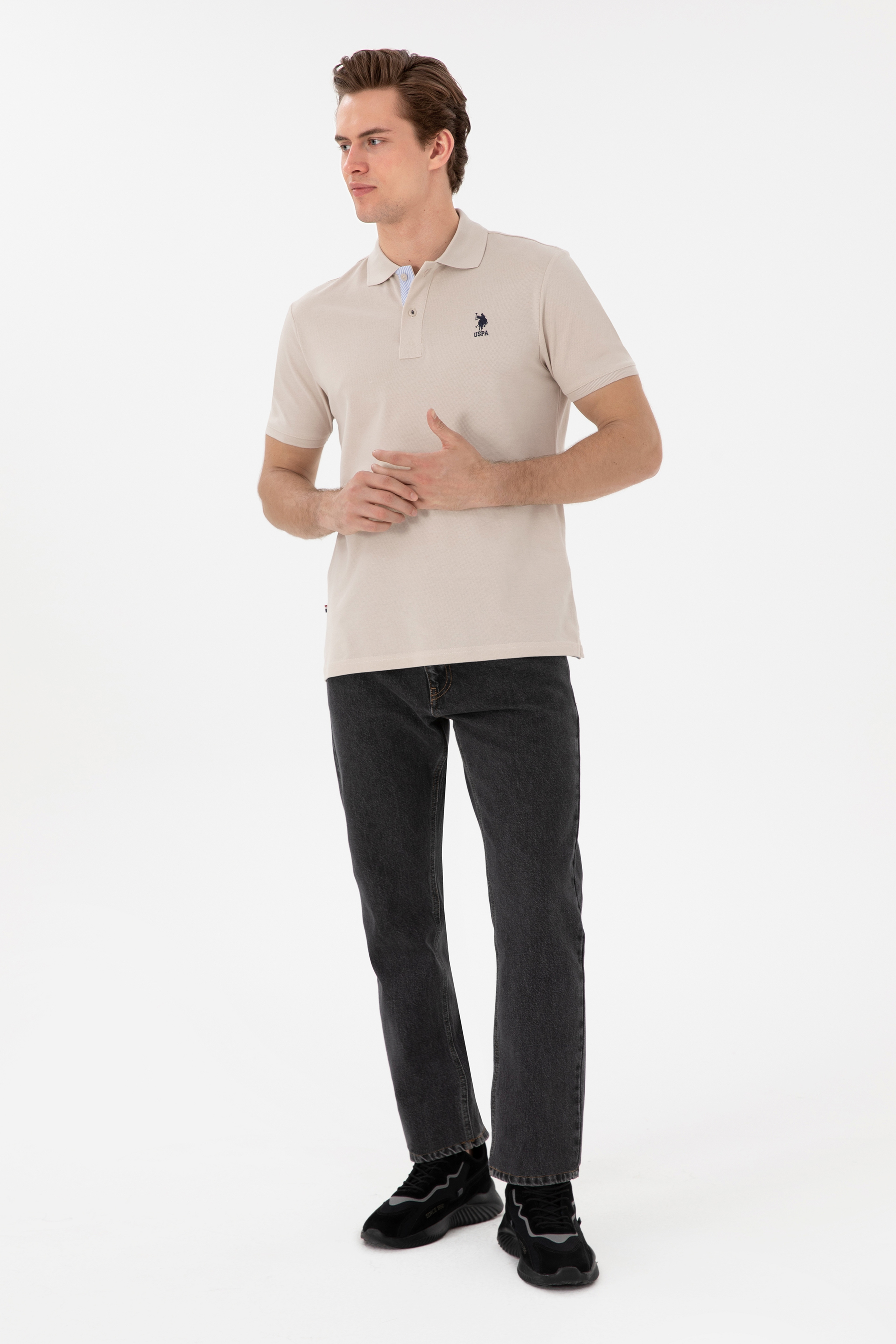 Erkek Regular Fit Polo Yaka Taş Basic Tişört