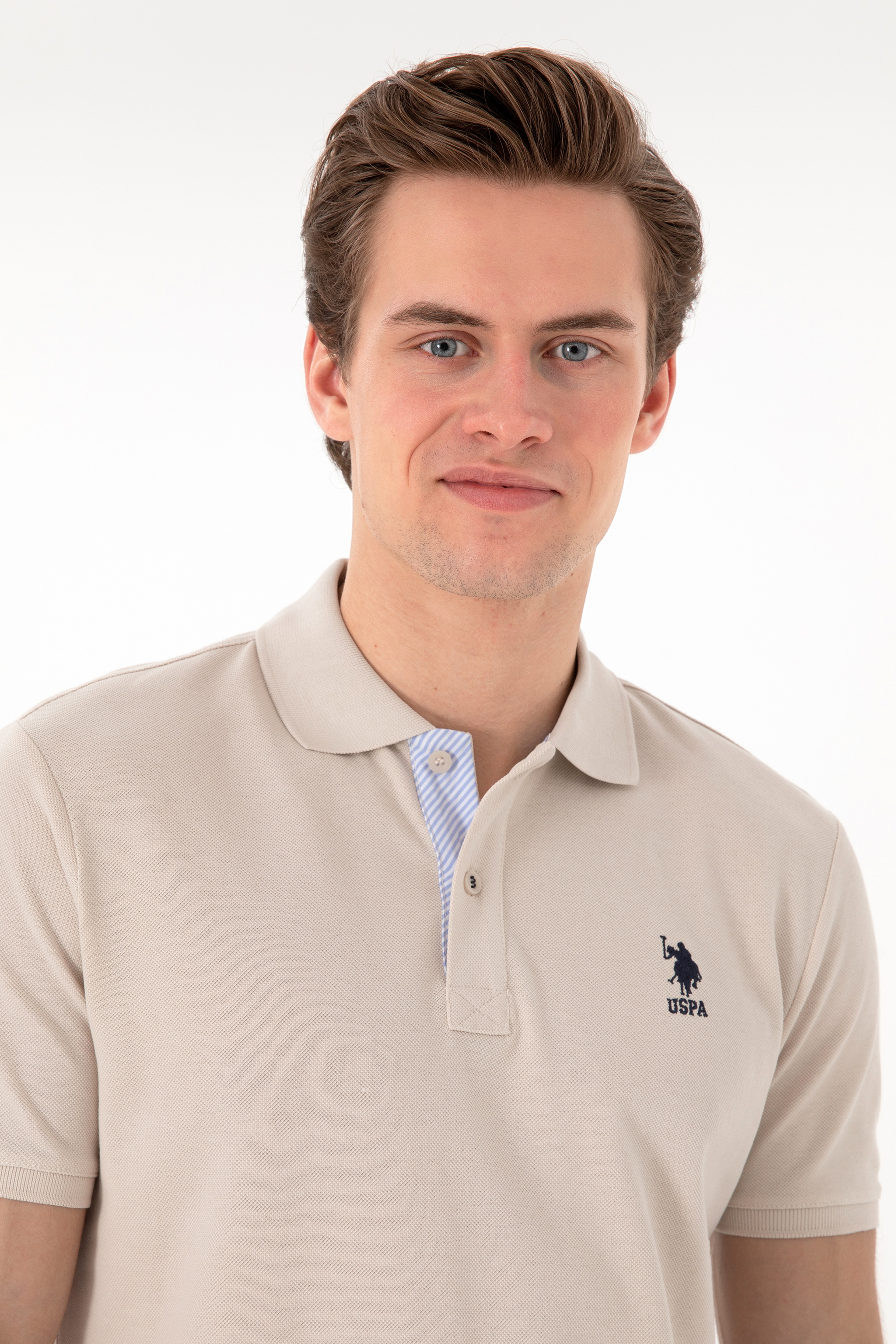 Erkek Regular Fit Polo Yaka Taş Basic Tişört - Image 2