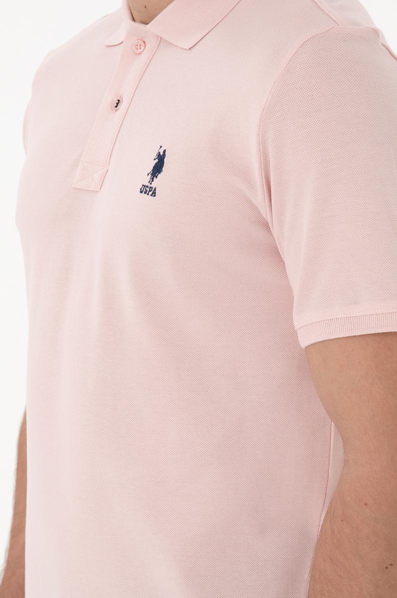 Erkek Slim Fit Polo Yaka Pudra Basic Tişört