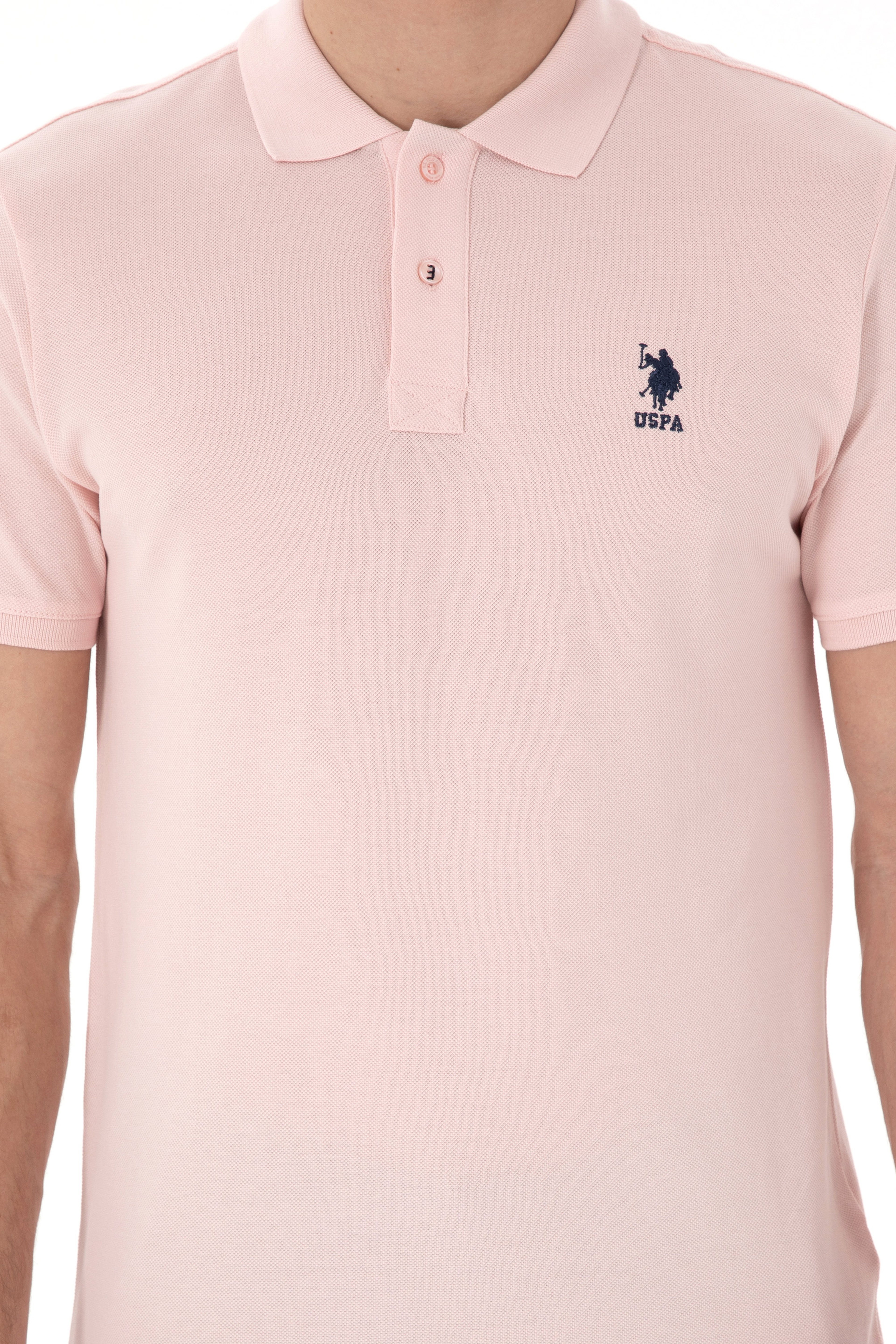 Erkek Slim Fit Polo Yaka Pudra Basic Tişört - Image 6