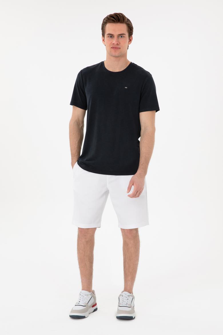 Erkek Regular Fit Beyaz Örme Şort - 50300078029