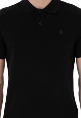Erkek Slim Fit Polo Yaka Siyah Basic Tişört - 50297984010