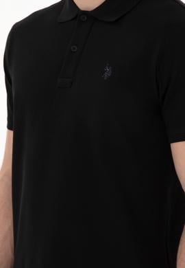 Erkek Slim Fit Polo Yaka Siyah Basic Tişört - 50297984010