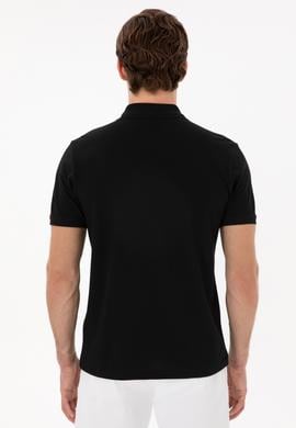 Erkek Slim Fit Polo Yaka Siyah Basic Tişört - 50297984010