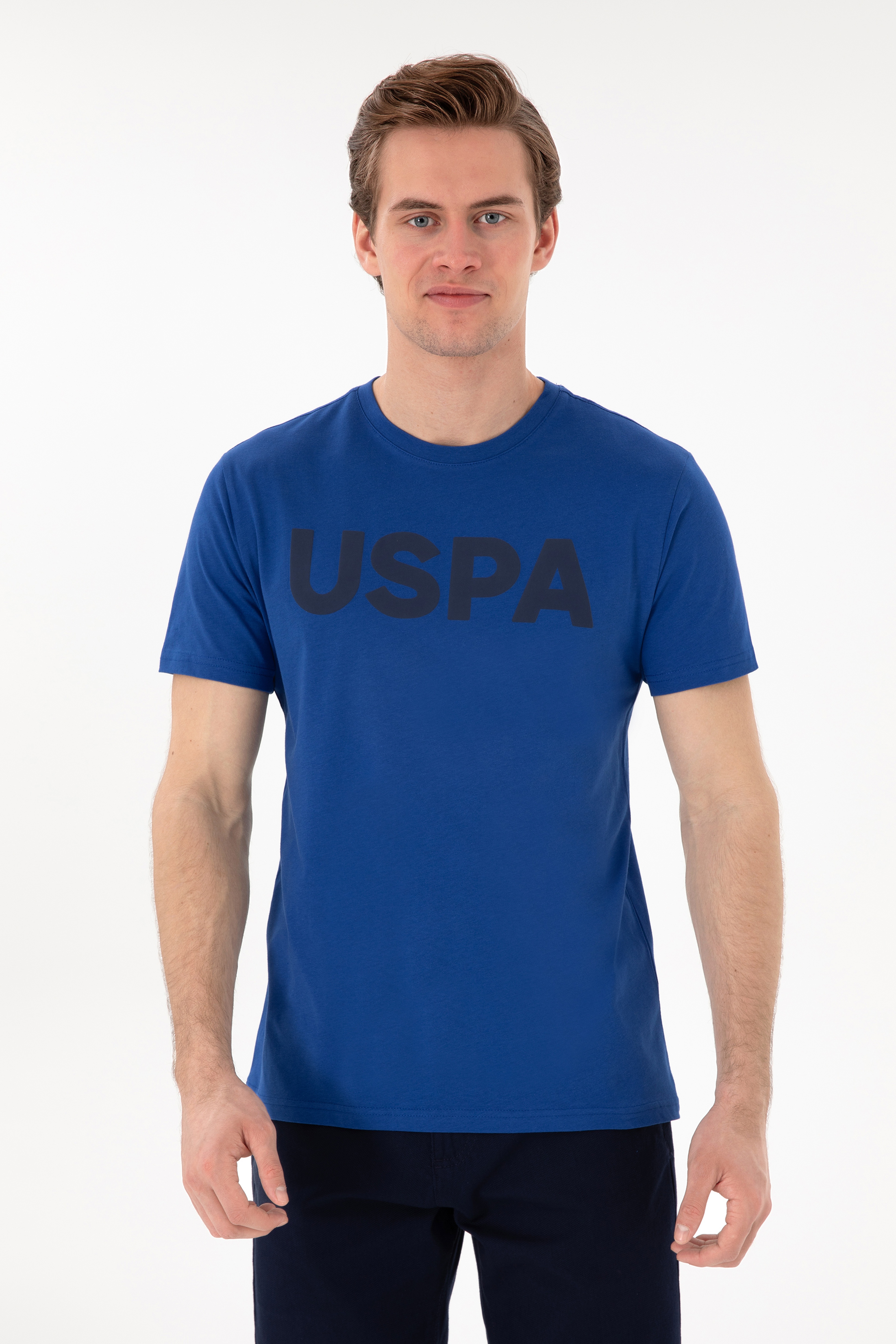 Erkek Regular Fit Bisiklet Yaka Saks Basic Tişört - Image 3