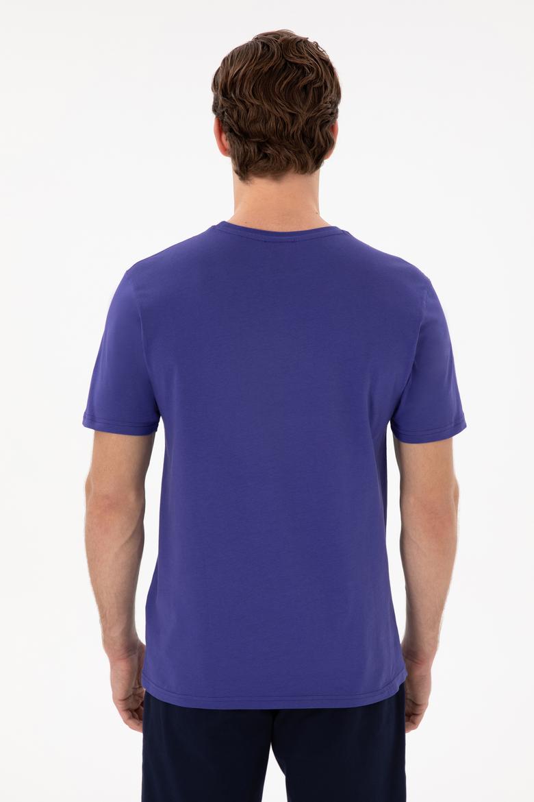 Erkek Regular Fit Bisiklet Yaka Kobalt Basic Tişört - 50297988272