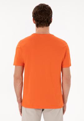 Erkek Regular Fit Bisiklet Yaka Nar Çiçeği Basic Tişört - 50297988252