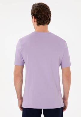 Erkek Regular Fit Bisiklet Yaka Lila Basic Tişört - 50297988116