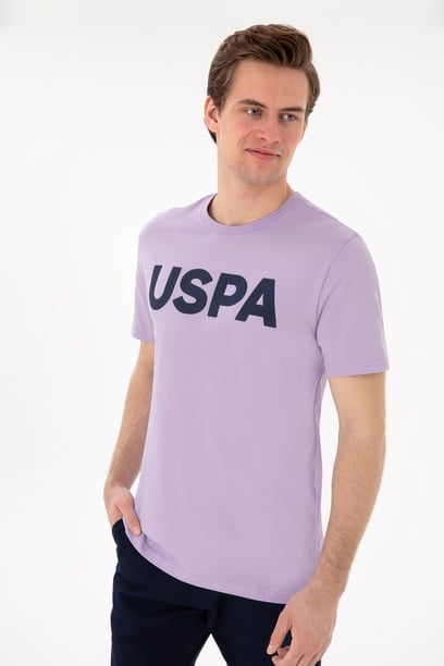 Erkek Regular Fit Bisiklet Yaka Lila Basic Tişört