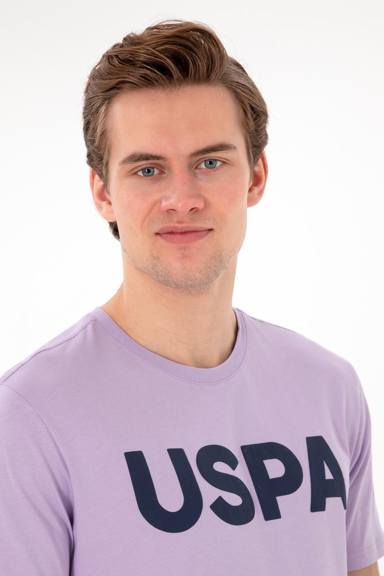 Erkek Regular Fit Bisiklet Yaka Lila Basic Tişört - 50297988116