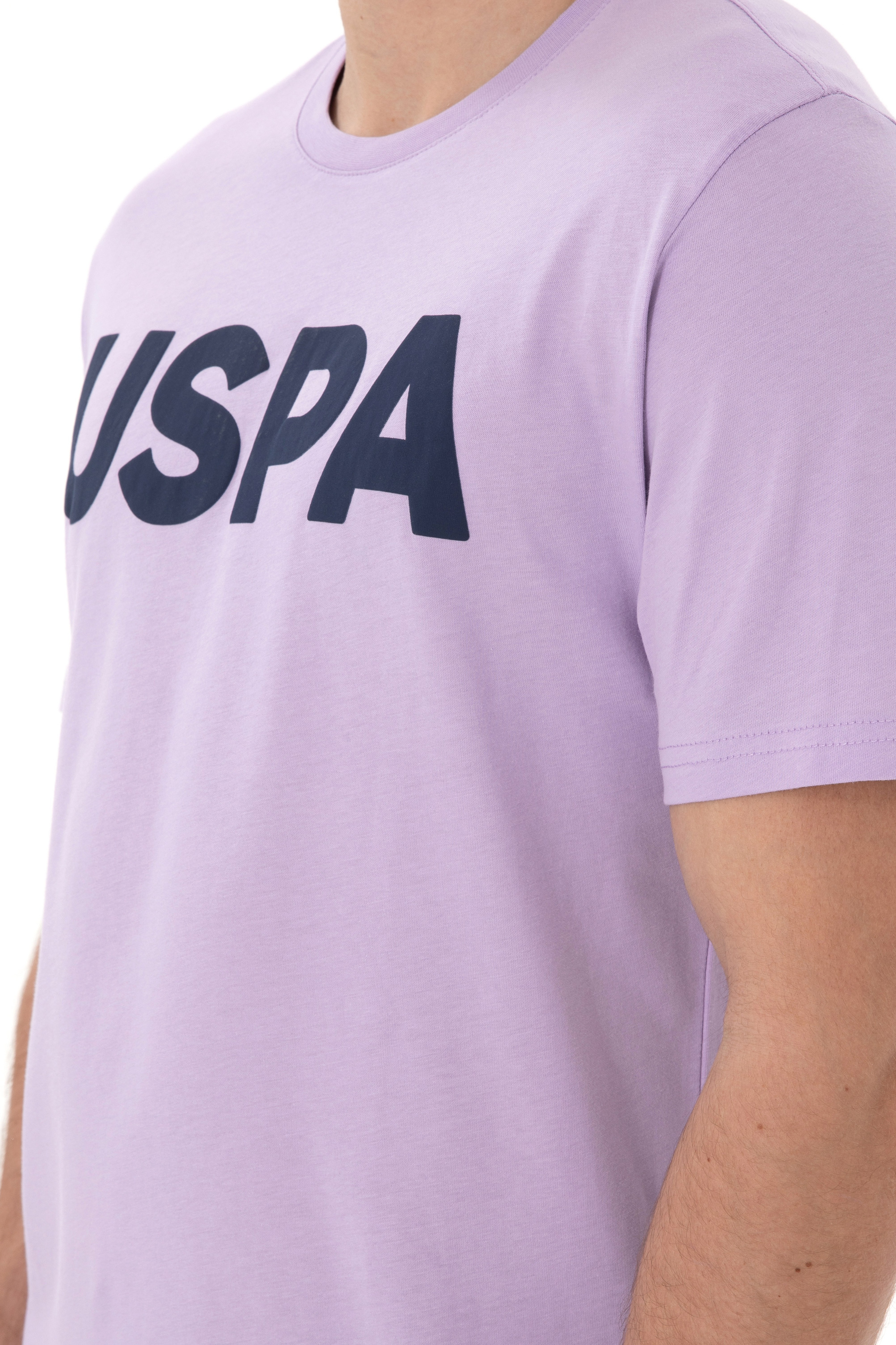 Erkek Regular Fit Bisiklet Yaka Lila Basic Tişört - Image 7
