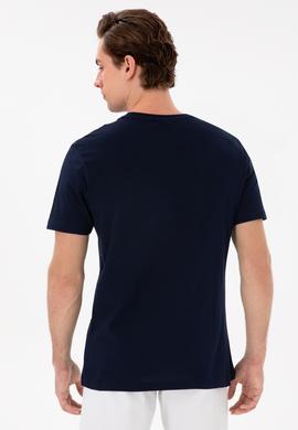 Erkek Regular Fit Bisiklet Yaka Lacivert Basic Tişört - 50297988073