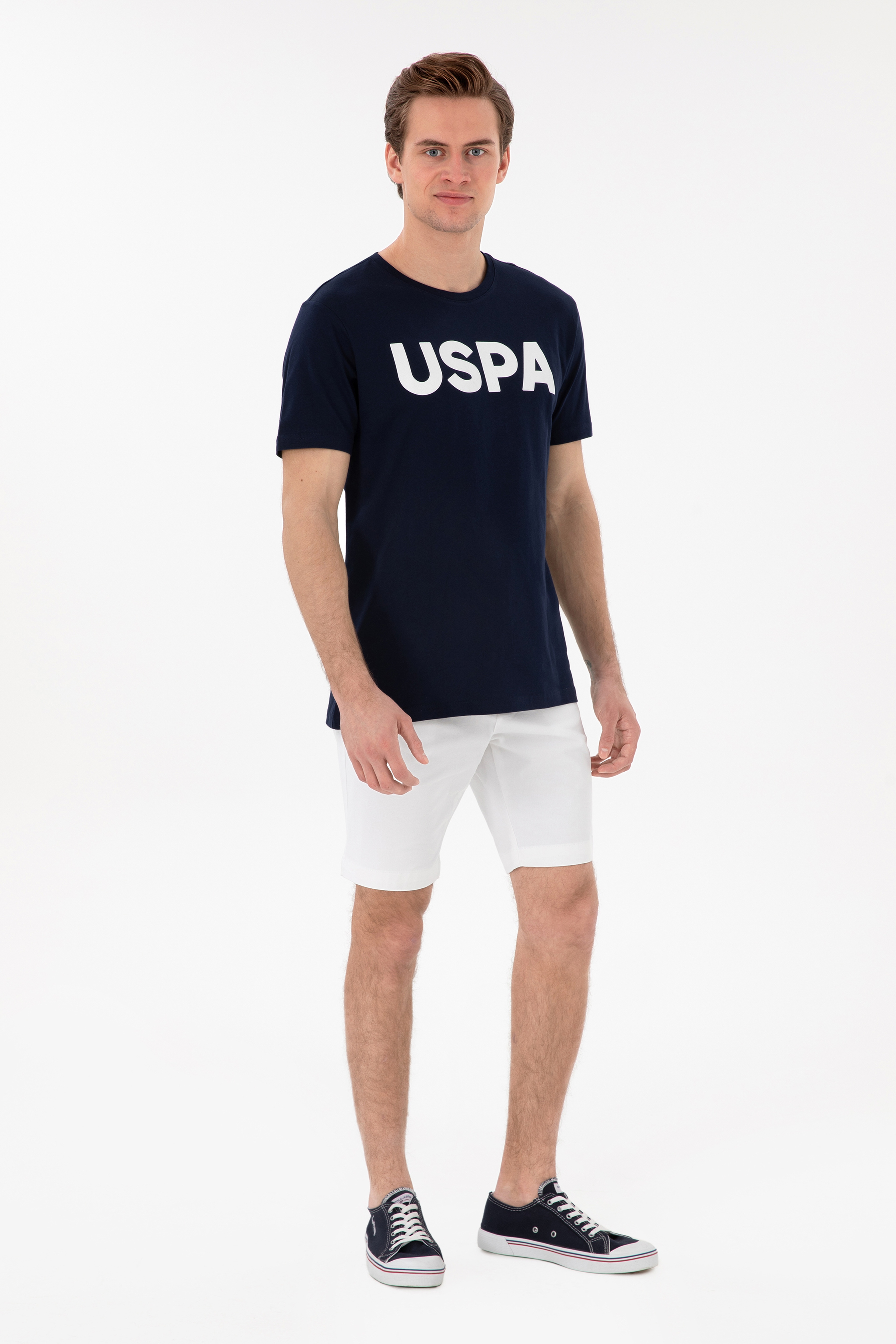 Erkek Regular Fit Bisiklet Yaka Lacivert Basic Tişört - Image 4