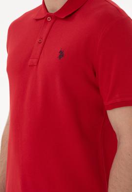 Erkek Slim Fit Polo Yaka Kırmızı Basic Tişört - 50297984364