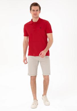 Erkek Slim Fit Polo Yaka Kırmızı Basic Tişört - 50297984364